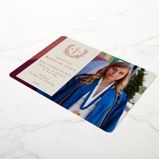 Ivory RN Asclepius Afstuderen Fotoaankondiging Folie Uitnodiging (Gedraaid)