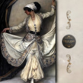 Ivory robed Dancer with jeweled Sash Decoupage Tissuepapier