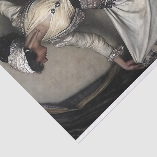 Ivory robed Dancer with jeweled Sash Decoupage Tissuepapier (Detail)