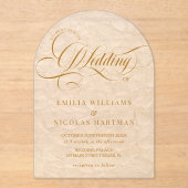 Ivory Romantische Calligrafie Bruiloft Acryl Uitnodigingen (Voorkant)