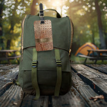 Ivory-rood reptielleder koper-metalen monogram