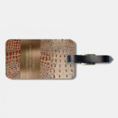 Ivory-rood reptielleder koper-metalen monogram bagagelabel (Achterkant horizontaal)