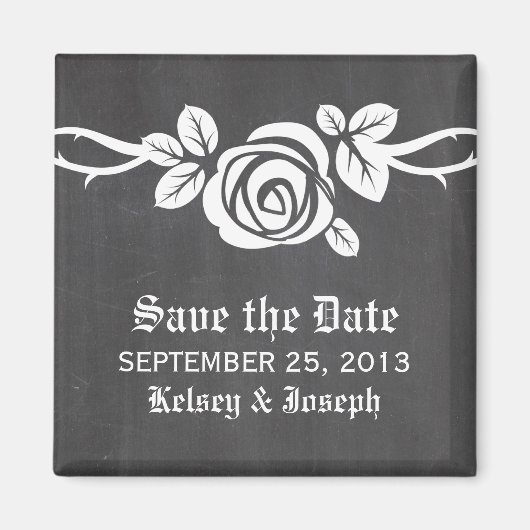 Ivory Roos Chalkboard Save the Date Magnet (Voorkant)