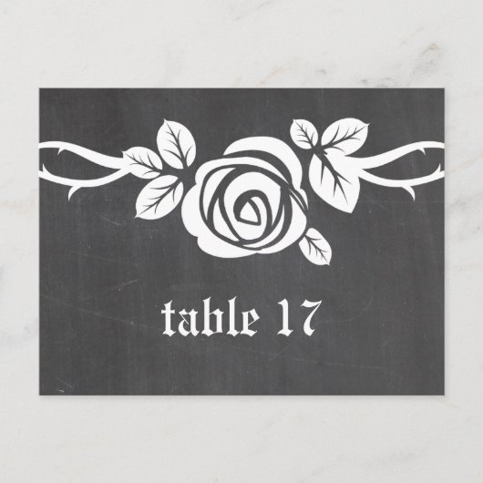 Ivory Roos Chalkboard Table Number Briefkaart (Voorkant)