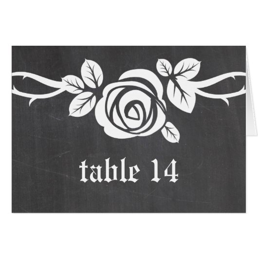 Ivory Roos Chalkboard Table Number Kaart (Voorkant Horizontaal)