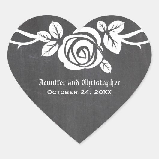 Ivory Roos Chalkboard Weddenschappen Hart Sticker (Voorkant)