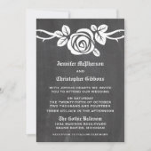 Ivory Roos Chalkboard Wedding Invite Kaart (Voorkant)