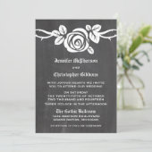 Ivory Roos Chalkboard Wedding Invite Kaart (Staand voorkant)
