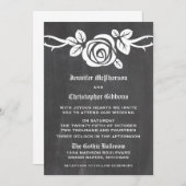 Ivory Roos Chalkboard Wedding Invite Kaart (Voorkant / Achterkant)
