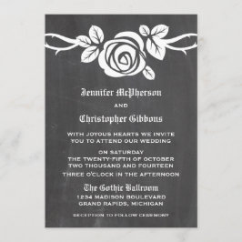 Ivory Roos Chalkboard Wedding Invite Kaart
