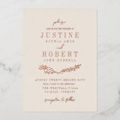 Ivory & Roos Gold Crossed Greenery Wedding Folie Uitnodiging (Voorkant)