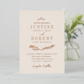 Ivory & Roos Gold Crossed Greenery Wedding Folie Uitnodiging (Staand Voorkant)