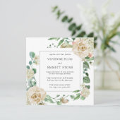 Ivory Roos Hydrangea Floral Square Weddenschap (Staand voorkant)