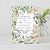 Ivory Roos Hydrangea Floral Wedding Kaart (Staand voorkant)