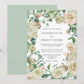 Ivory Roos Hydrangea Floral Wedding Kaart (Voorkant / Achterkant)
