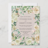 Ivory Roos Hydrangea Floral Wedding Kaart (Voorkant)