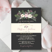 Ivory Roos Pink Floral Boho Wedding Monogram Uitnodigingen Wikkel