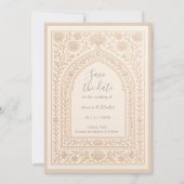 Ivory Rose Gold Arabic arch wedding save the date  Kaart (Voorkant)