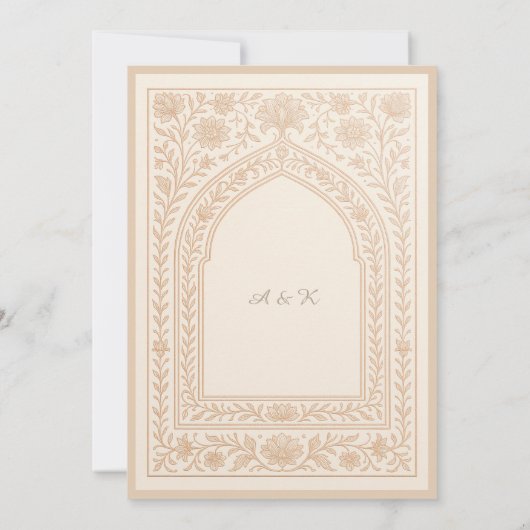 Ivory Rose Gold Arabic arch wedding save the date  Kaart (Achterkant)