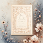 Ivory Rose Gold Arabic arch wedding save the date  Kaart