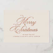 Ivory Rose Gold Christmas Card Folie Feestdagenkaart (Voorkant)