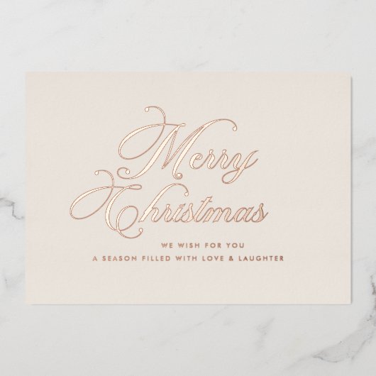 Ivory Rose Gold Christmas Card Folie Feestdagenkaart (Voorkant)