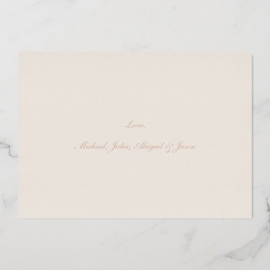 Ivory Rose Gold Christmas Card Folie Feestdagenkaart (Achterkant)