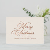 Ivory Rose Gold Christmas Card Folie Feestdagenkaart (Staand Voorkant)