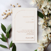 Ivory rose gold modern minimalist luxury wedding folie uitnodiging