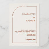 Ivory rose gold modern minimalist luxury wedding folie uitnodiging (Voorkant)