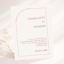 Ivory rose gold modern minimalist wedding kaart