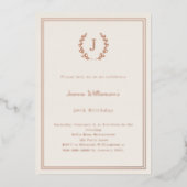 Ivory rose gold monogrammed wreath birthday folie uitnodiging (Voorkant)