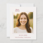 Ivory rose gold photo birthday invitation (Voorkant)