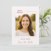 Ivory rose gold photo birthday save the date (Staand voorkant)