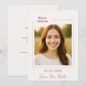Ivory rose gold photo birthday save the date (Voorkant / Achterkant)