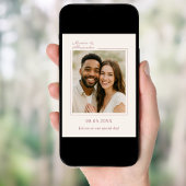 Ivory rose gold photo simpe modern luxury wedding kaart