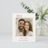 Ivory rose gold photo wedding Save the Date card (Staand voorkant)