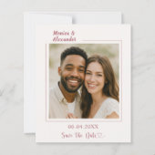 Ivory rose gold photo wedding Save the Date card (Voorkant)