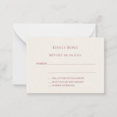 Ivory rose gold wedding response RSVP Notitiekaartje (Voorkant)