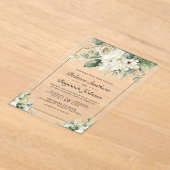 Ivory Rose Sage Green Floral Wedding Acryl Uitnodigingen (Laagn)