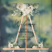 Ivory Rose Sage Green Floral Wedding Welcome Acryl Bord (Neutraal)