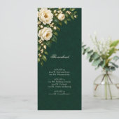Ivory Roses & Emerald Wedding Weekend Events Programmakaart (Staand voorkant)