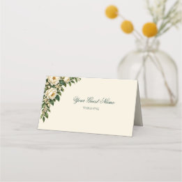 Ivory Roses & Emerald Your Place at Our Wedding Plaatskaartje