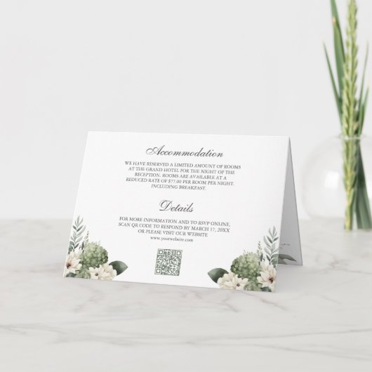 Ivory Roses Sage Green Floral QR Code Wedding (Achterkant)