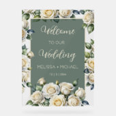 Ivory Roses Wedding Transparent Acryl Bord (Voorkant)