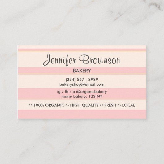 Ivory roze banketbakkerij koekjes Snoep boodschapp Visitekaartje (Achterkant)