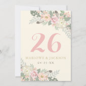 Ivory roze en Gold Boho Wedding Table Number Kaart (Achterkant)