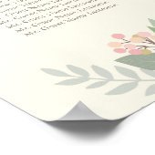 Ivory roze en Gold Floral Boho Wedding Seating Poster (Hoek)