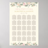 Ivory roze en Gold Floral Boho Wedding Seating Poster (Voorkant)