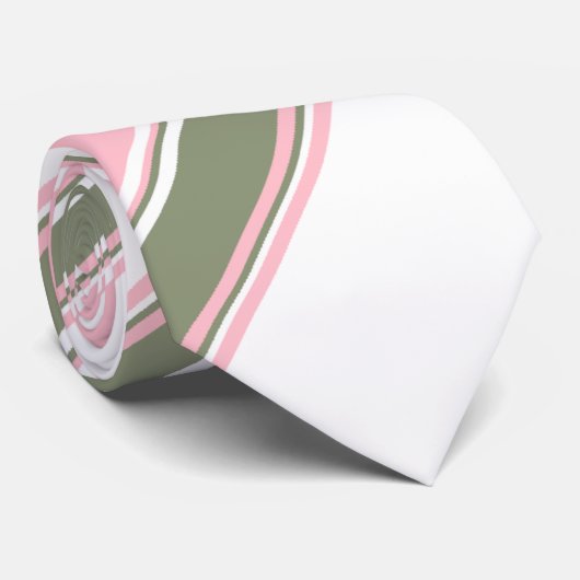 Ivory roze en Sage-afwisselend gestripte Stropdas (Opgerold)